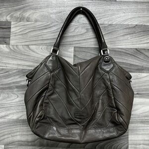 Vintage Liebeskind Berlin Amanda‎ Hobo Bag Gray Leather Chevron Stitched Pattern